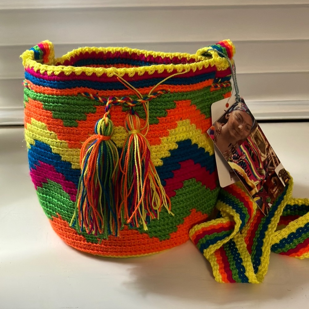 Wayuu small Mochila bags Handmade multicolor and multi-colored strap